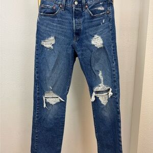 Levi's Distressed Straight Leg Blue Jeans